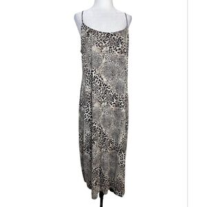 Natori Animal print spaghetti strap lounge midi length dress